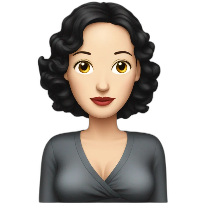 Dark-haired Uma Thurman pregnant emoji