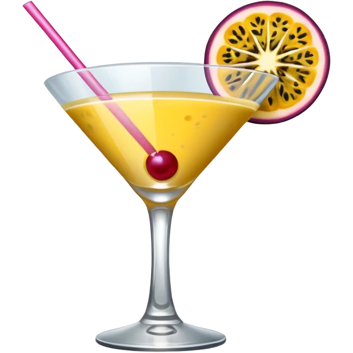 pornstar martini. the passion fruit slice should be on top of the liquid. not on the rim emoji