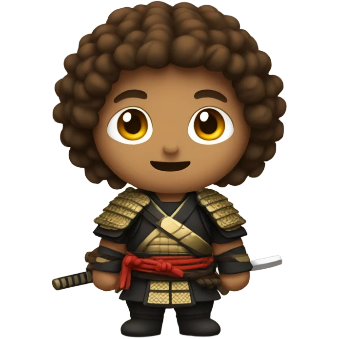 Samurai with brown and curly hair emoji