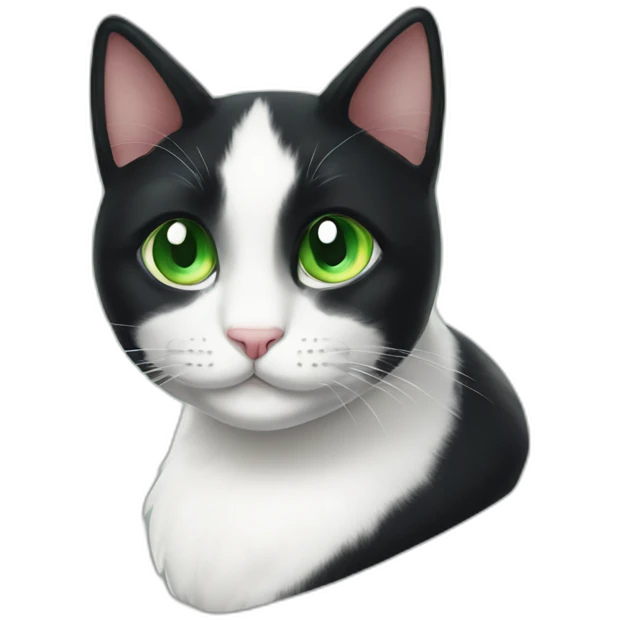 happy tuxedo cat green eye whole body emoji