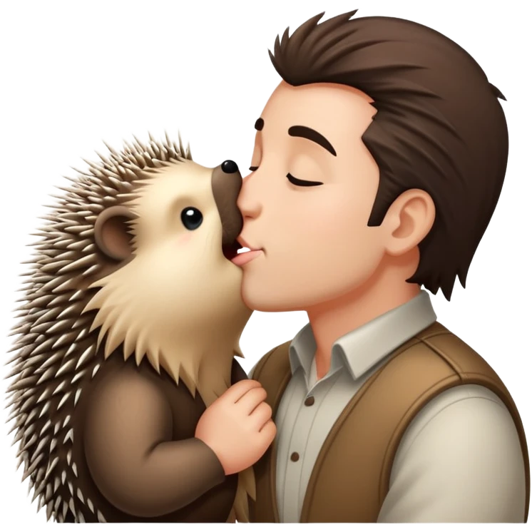 man kissing porcupine emoji