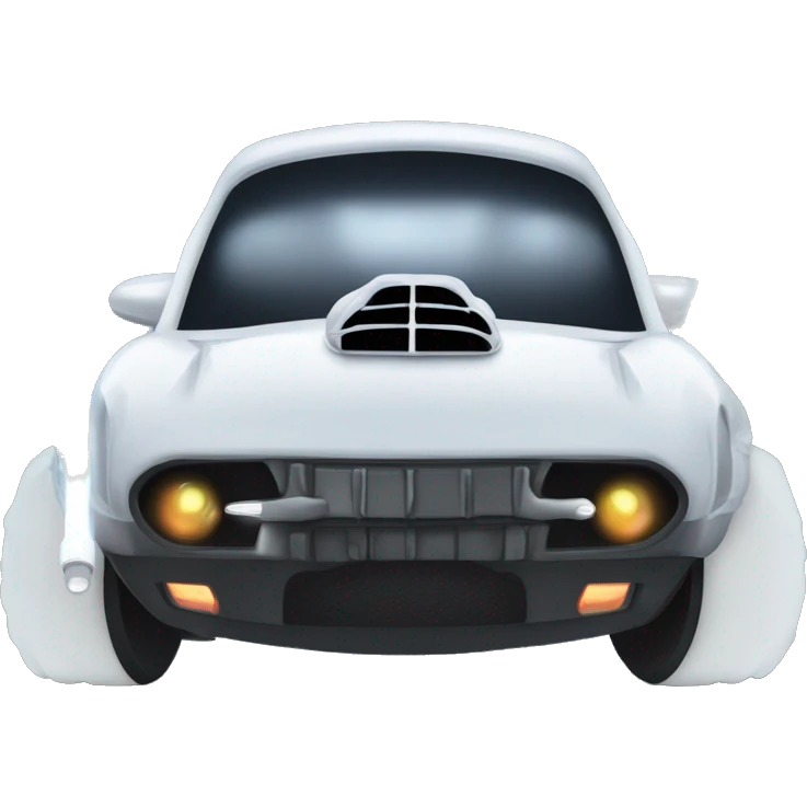 Fr-s Haunted Darth Vader’s ice cube race car with bright white headlights and light saber bumpers  emoji