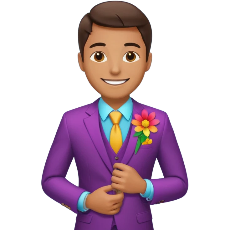 man with colorful flower in his suit pocket emoji