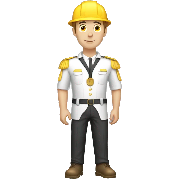 thin, white man, 1.71 tall, holding a gold gas cylinder behind his back wearing a supergasbras uniform emoji