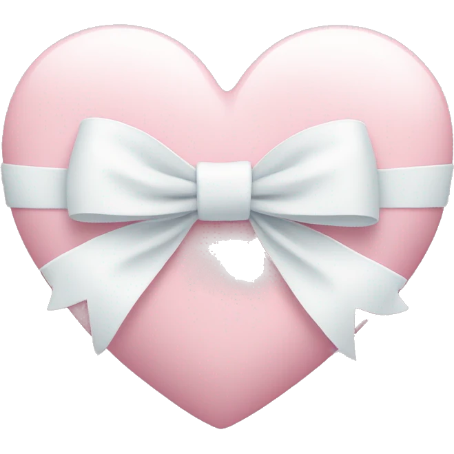 Pastel pink heart with white bow emoji