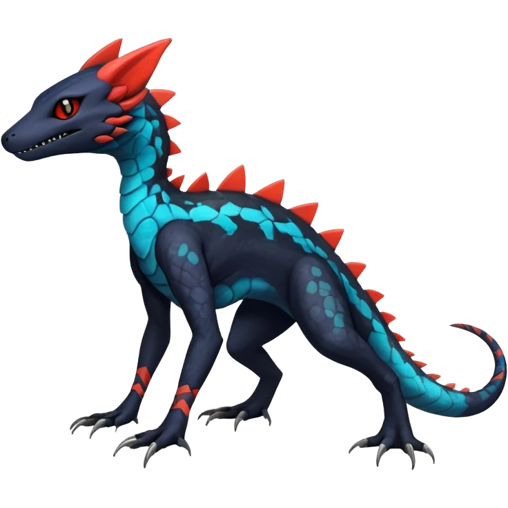 Rare realistic exotic edgy gothic cool badass epic pretty beautiful handsome gorgeous aesthetic colorful vibrant Vernid-Trico-species-Fakemon-Salandit-hybrid-creature by LiLaiRa, 4 legs, 1 tail, random markings, (full body) emoji