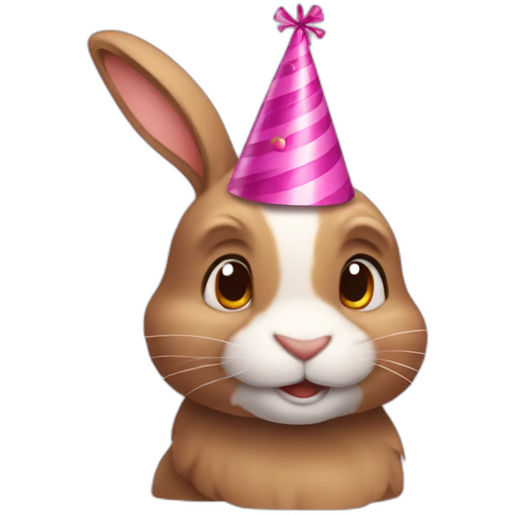 iOS rabbit with birthday hat emoji