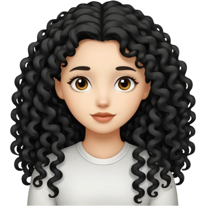 Girl with long black and white curly hair emoji