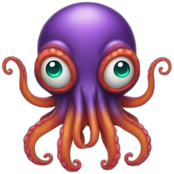 a multi-colored kraken who is afraid emoji