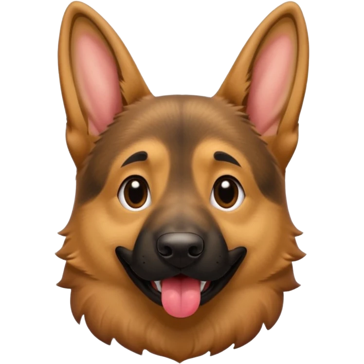 cartoon style dark German Shepherd dog with its tongue hanging out long emoji