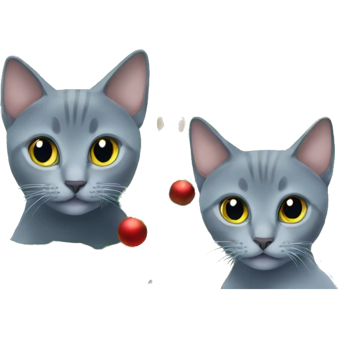 Two Russian Blue cats christmas tree emoji