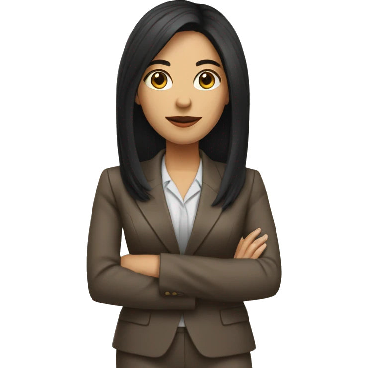Female defense attorney with long black hair with brown suit emoji