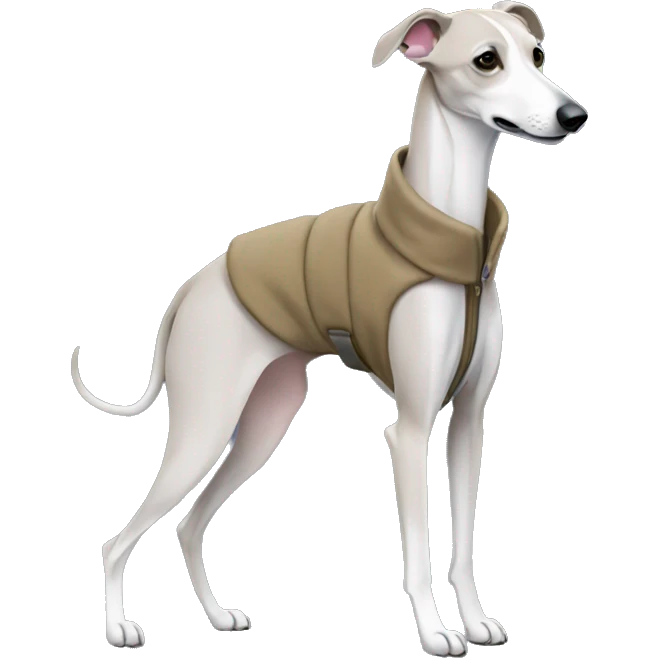 Whippet wearing a coat emoji
