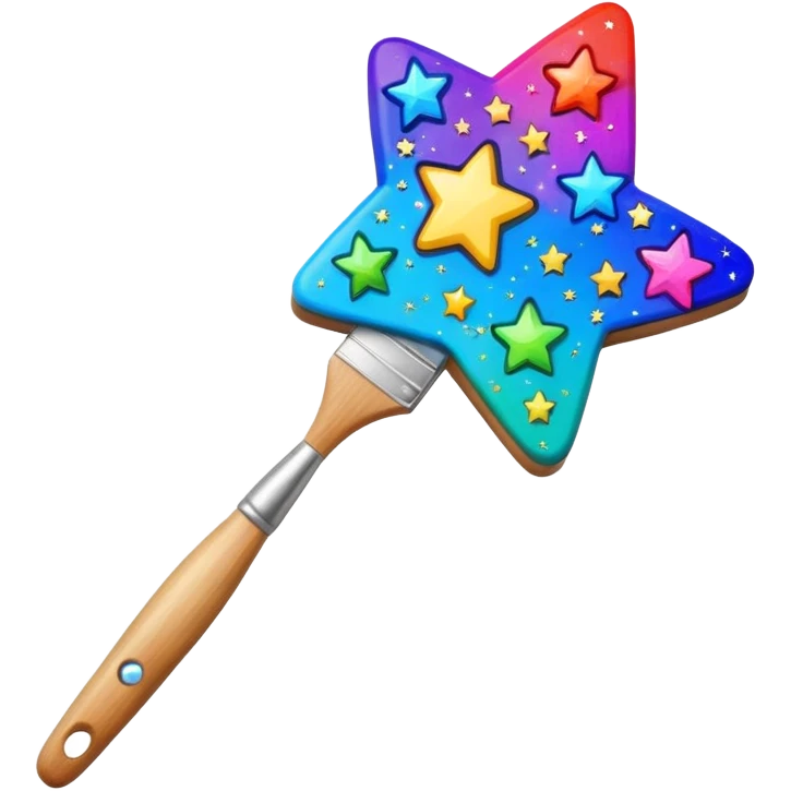 a painting brush with shiny stars, make it modern style emoji