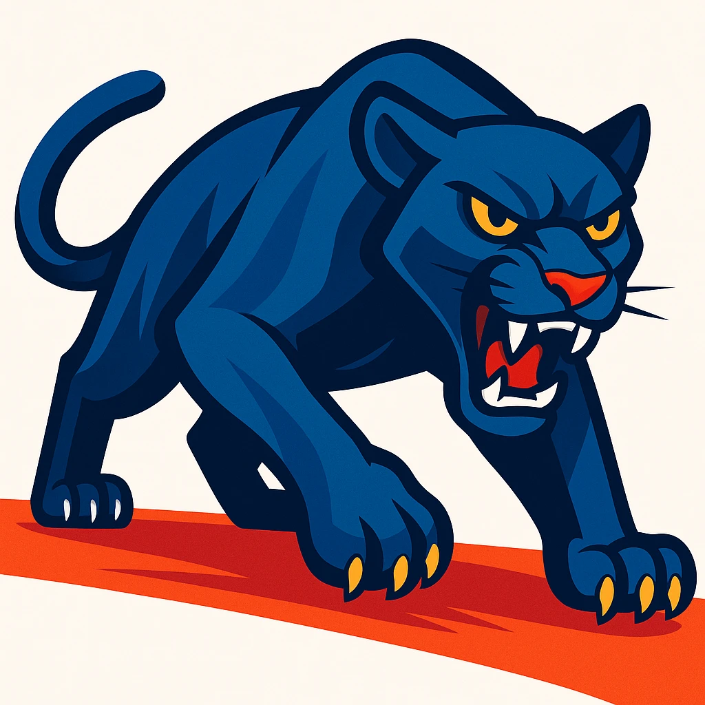 Add a solid white background behind the blue panther, keep the rest unchanged. emoji