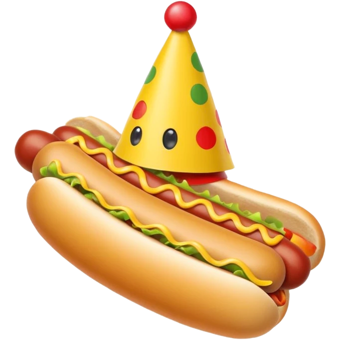A hotdog wearing a party hat emoji