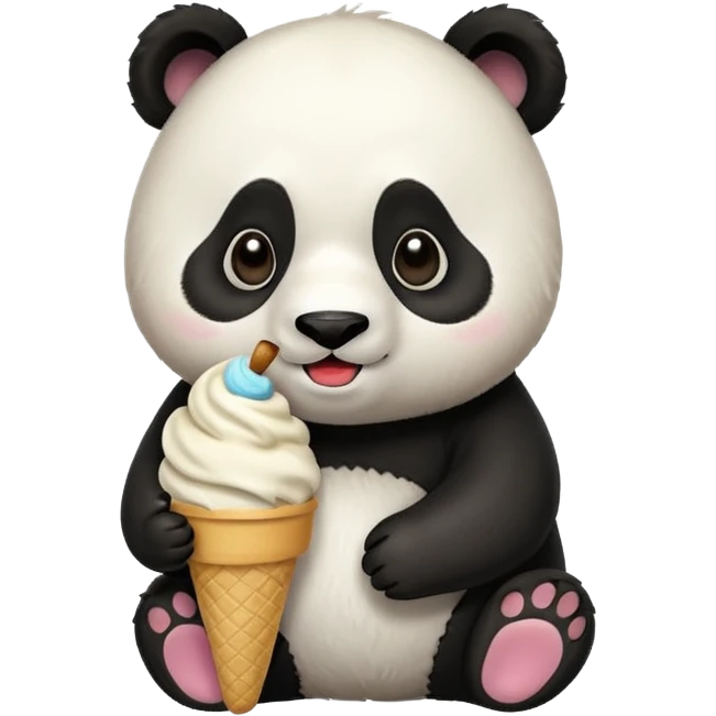 Panda eating ice cream emoji