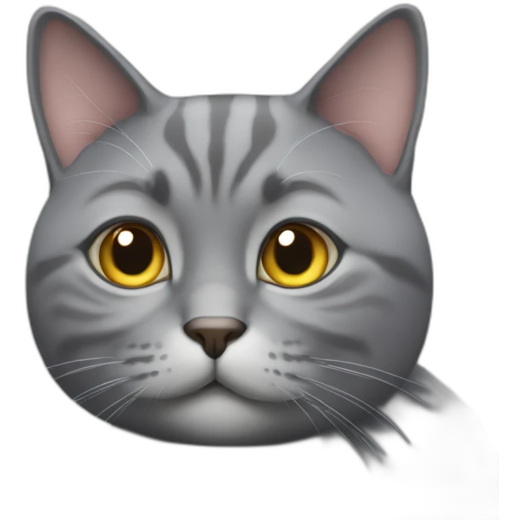 Grey cat with extra fat face emoji
