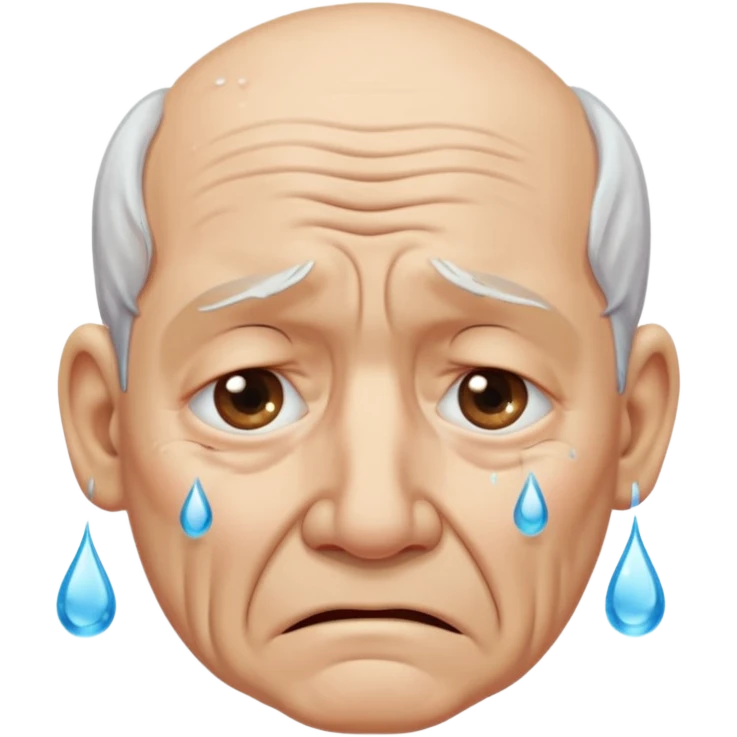 old man crying with water droplet tears in eyes  emoji