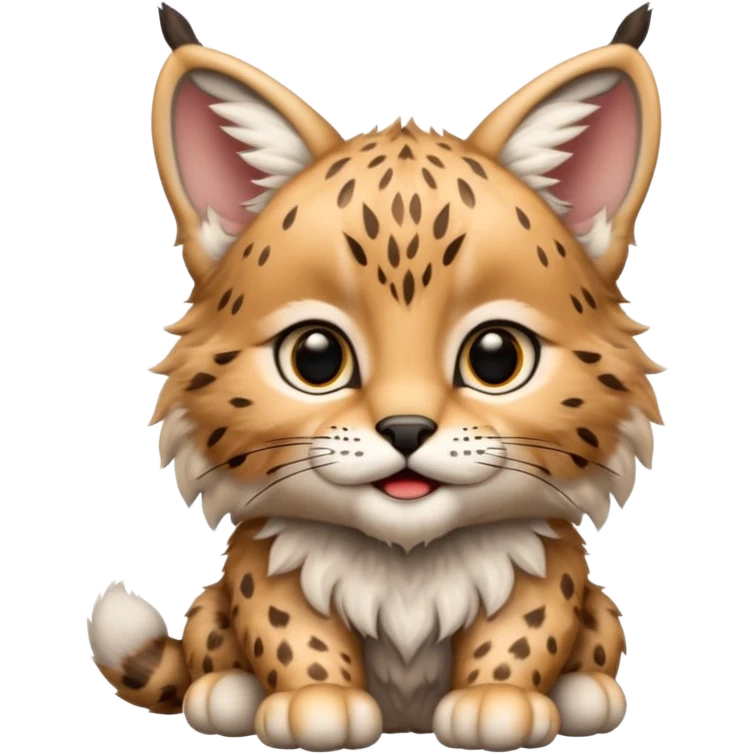 A high-resolution photo-realistic digital illustration of a baby lynx, chest upward A high-resolution, photo-realistic digital illustration of a majestic young Eurasian lynx, shown from the shoulder upwards with lynx markings, zoomed out showing half body  emoji