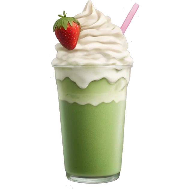 iced matcha latte with strawberry whipped cream  emoji