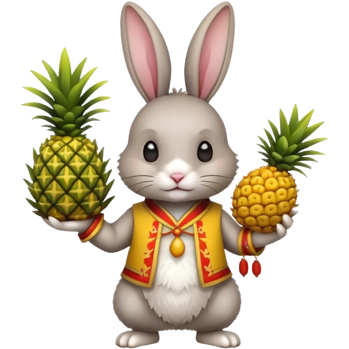 rabbit, wearing chinese ancient custome, with pine apple emoji