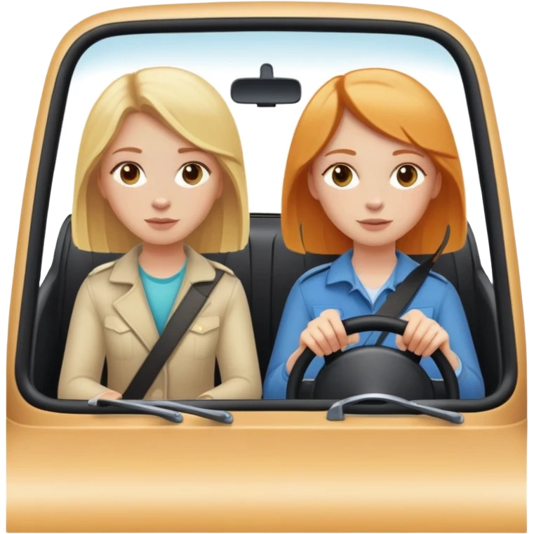 Blonde girl sitting in passenger seat with ginger girl driver  emoji