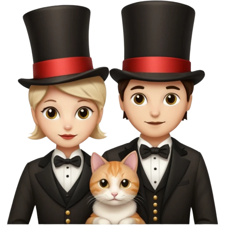 magician couple and their pet cat emoji