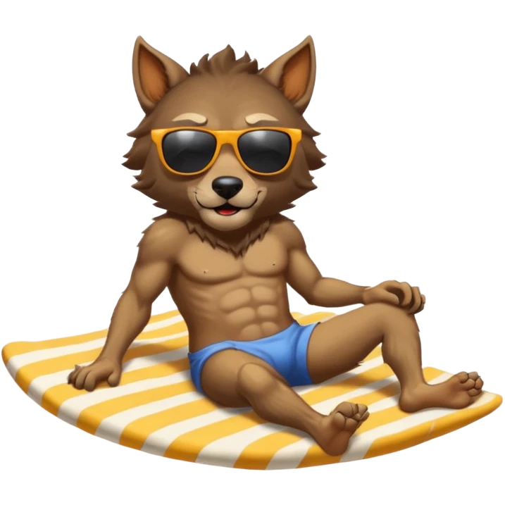 Modest werewolf sunbathing on the beach emoji