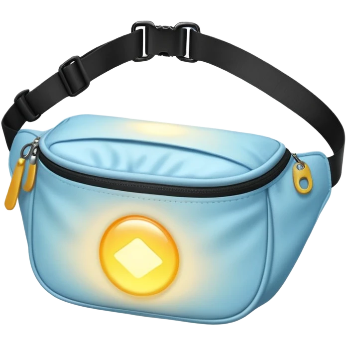 Opened bum bag, showing a bright glowing light emoji