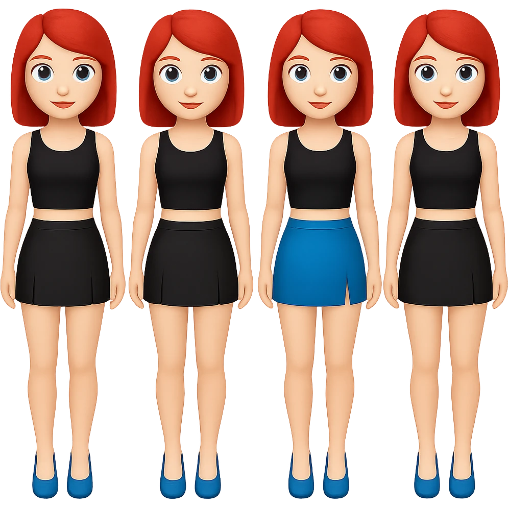 Change hair color to red, keep all other features the same, in emoji style with no background. emoji