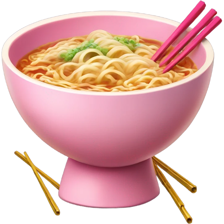 traditional ramen, pink and gold bowl, gold chopsticks emoji