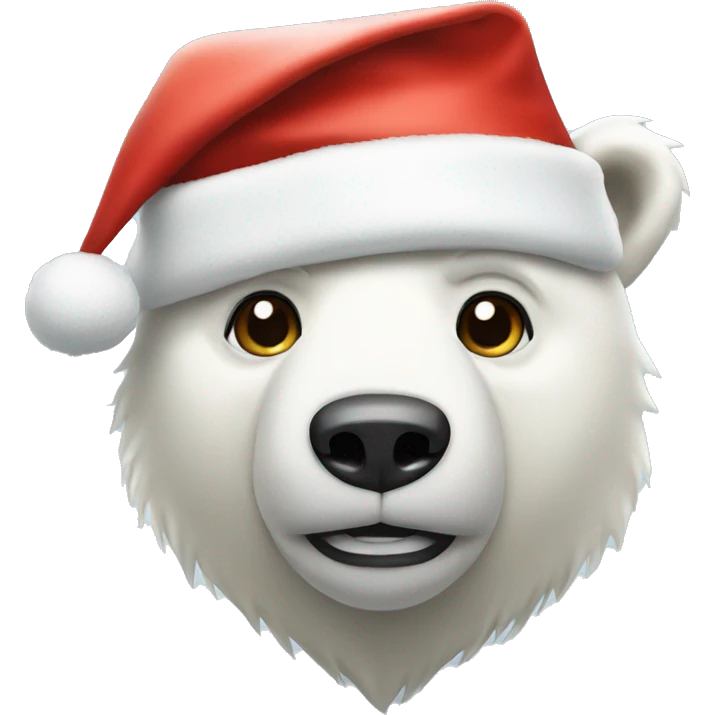 Polar bear wearing Santa hat emoji