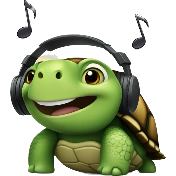 buff turtle listening to music emoji