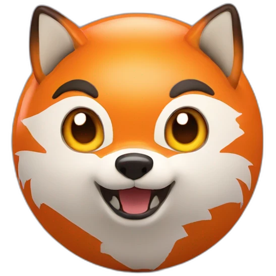 3d sphere with a cartoon fox skin with big eyes emoji
