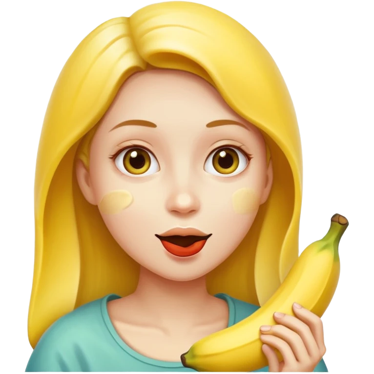 Frau nimmt geschälte Banane am Stück in den Mund emoji