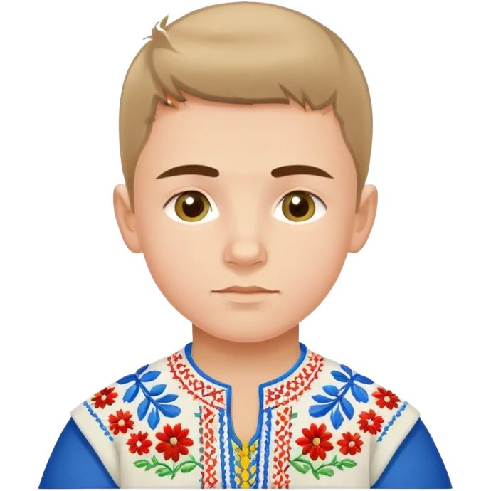 Ukrainian boy in traditional embroidered vyshyvanka shirt emoji