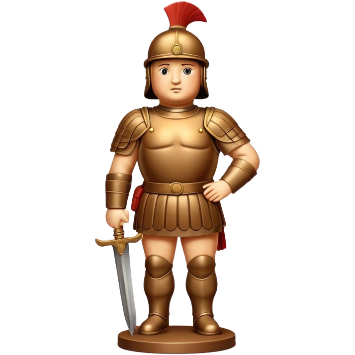 Botero Bronze Roman Soldier Landmark Emoji – Showcasing a stylized, rounded bronze Roman soldier sculpture. emoji