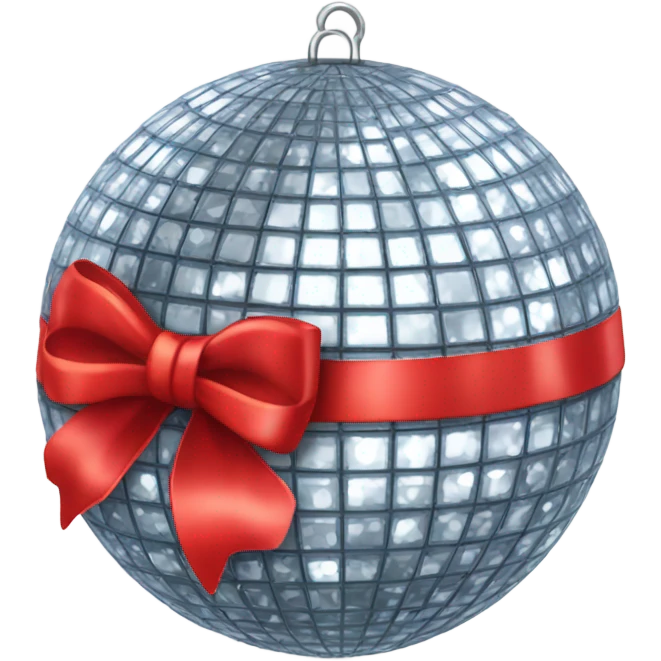 disco ball with red bow on the top  emoji