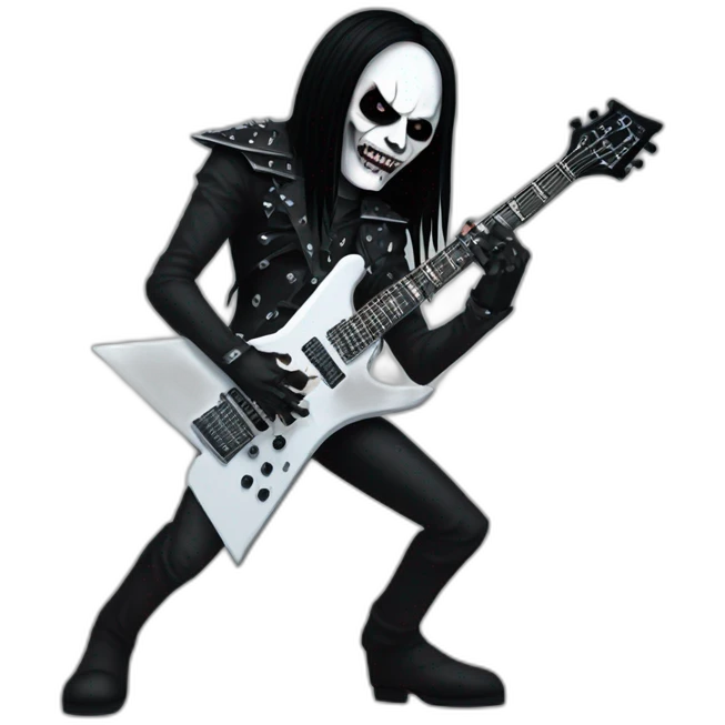 Black metal guitarist with corpse paint playing an electric guitar emoji