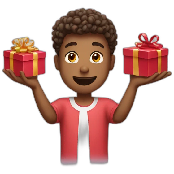guy opening gift love emoji