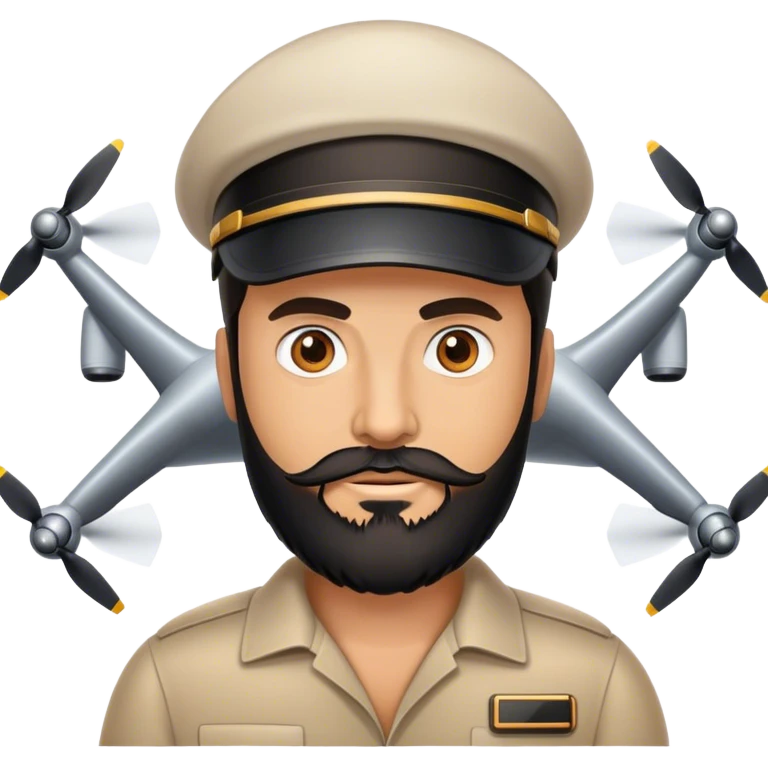 create me a tan guy with black beard working on plane drones  emoji