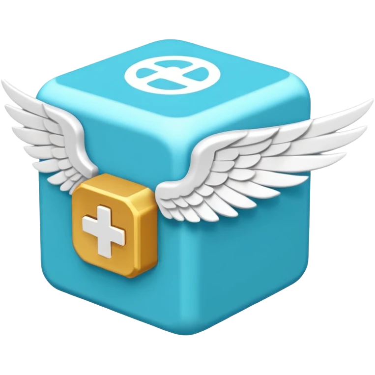 Number cyan 67 Lucky Block with white wings  emoji