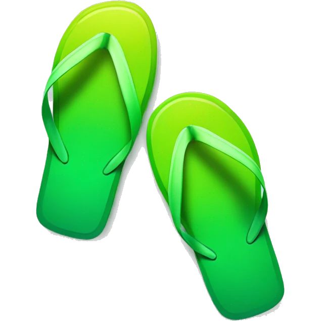 Realistic lime green gradient pair of summer flip flops isolated. emoji