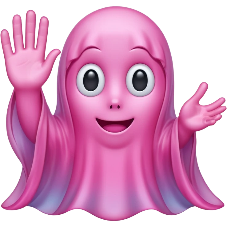 Pink ghost waving softly emoji