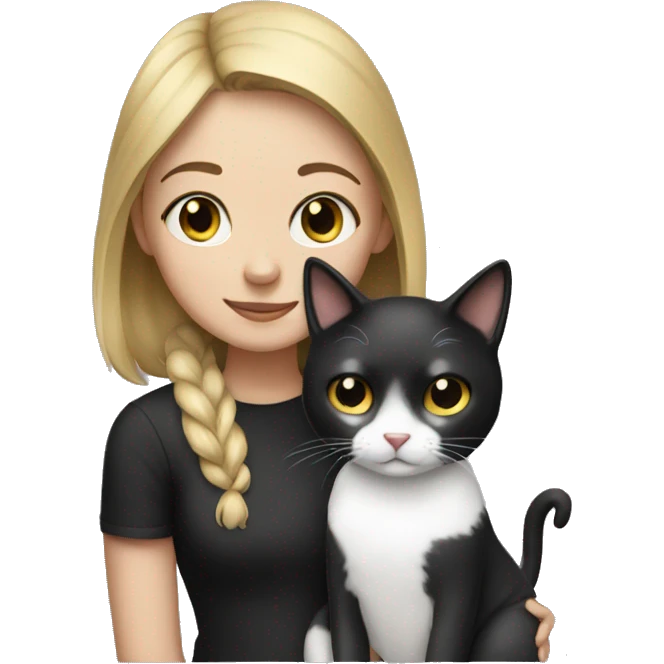 girl with black and white cat emoji