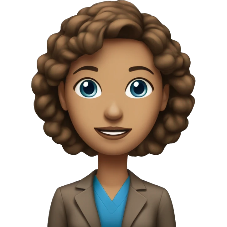 teacher blue eyes brown hair woman, in front of blackboard emoji