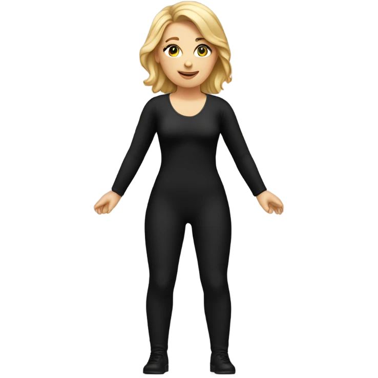 White girl wearing a black bodysuit full body emoji