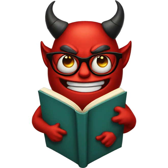 devil with bow, glasses, and book emoji