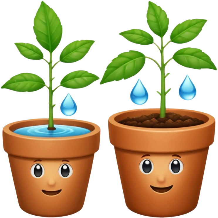calendar emoji with most dates as plants, one date has a leaf, one has a water drop, and one has a pot, all spaced out emoji